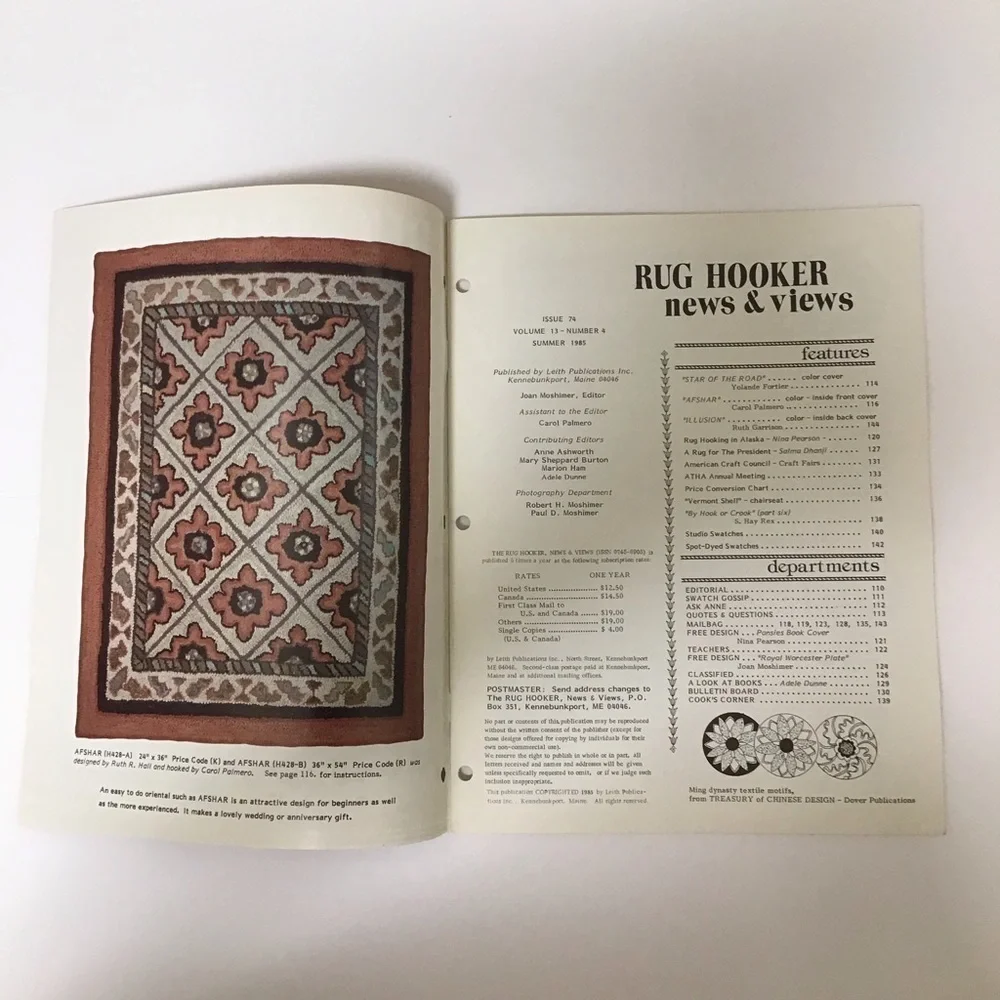 Rug Hook Magazine LOT OF 5 Back Issues 1985 Ideas News & Views Maine ME Vintage